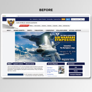 AFA website before redesign